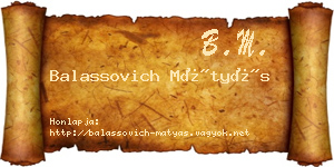 Balassovich Mátyás névjegykártya